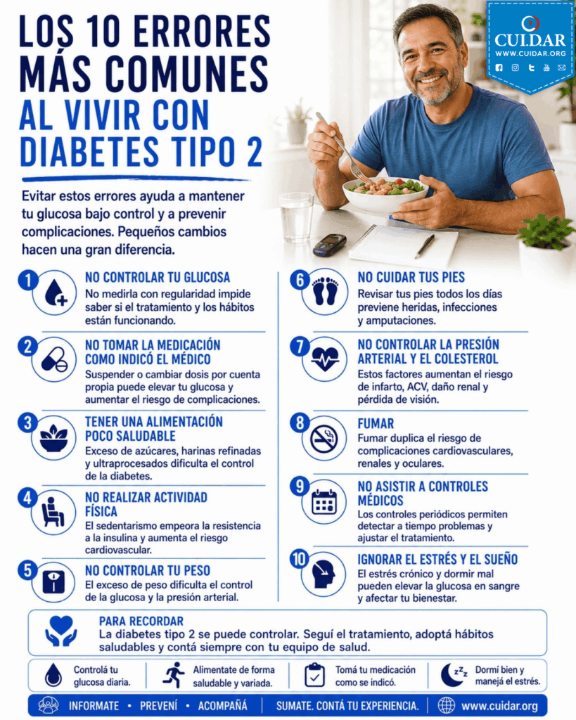 Los 10 errores más comunes al vivir con diabetes tipo 2